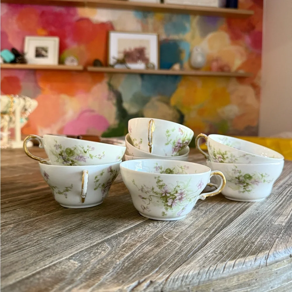 Limoges Violet and Gold Tea Cup